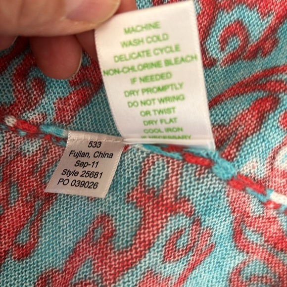 Lilly Pulitzer Cardigan Turquoise Coral Border Reef Print - Picture 7 of 7